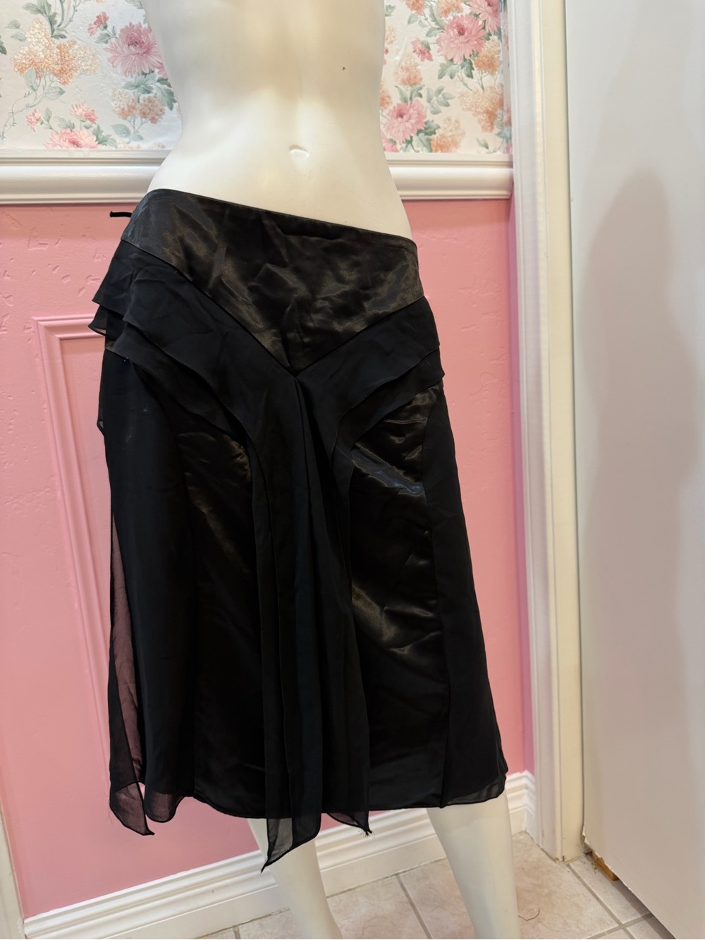 American Vintage Black Layered Midi Skirt
